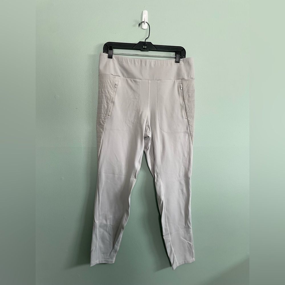 Athleta Peak Hybrid Fleece Lined Tight Legging Pants Birch Grey Size L